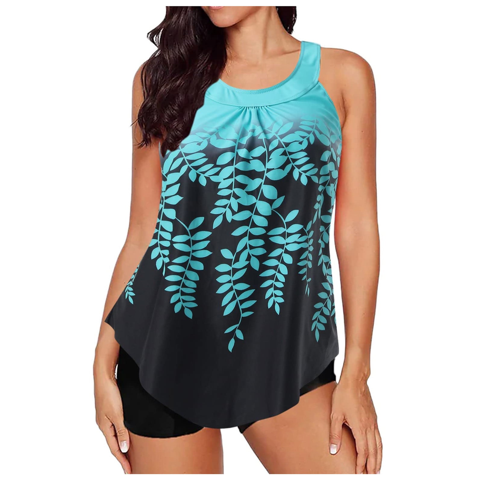 KIJBLAE Womens Two Piece Swimwear Summer Fashion 2023 Crew Neck