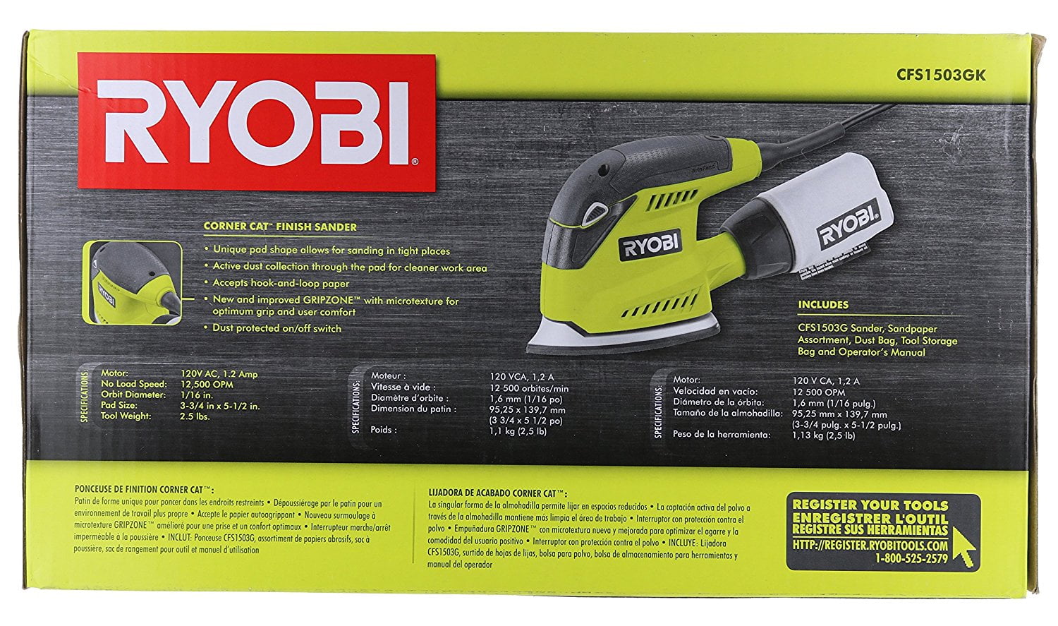 Ryobi 1 2 Amp Corner Cat Finish Sander Green Cfs1503gk Com