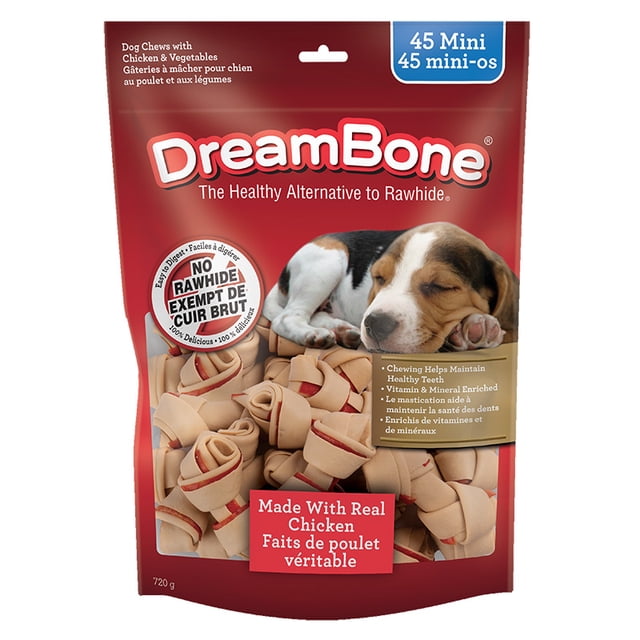 DreamBone Mini Bones Made With Real Chicken 45 Count, Rawhide-Free Chews For Small Dogs