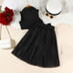 thumbnail image 4 of Vestido de Verano de Manga Corta para Niñas Color Sólido Blusa de Cuello Redondo Y Pantalones Cortos Set, Suave Transpirable Poliéster Vestido Casual para Niños de Uso Diario, 4 of 6