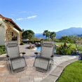thumbnail image 3 of Outdoor Adjustable Zero Gravity Lounge Chair Widened Folding Reclining Patio Chairs Leisure Recliners Padded Seat Gray with Cup Holder and Removable Pillow for Lawn, Porch, Camping, Support, 3 of 7