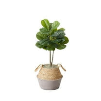Nearly Natural Artificial Fiddle Leaf Fig Tree with Handmade Cotton & Jute Woven Basket DIY Kit