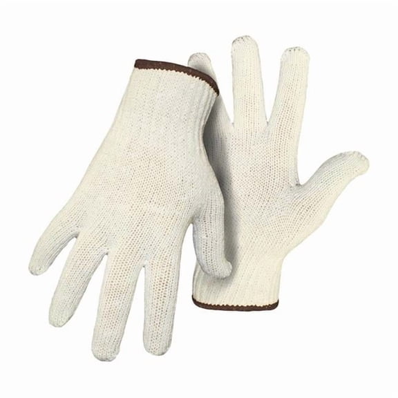 Boss 7795156 Mens Indoor & Outdoor String Knit Reversible Work Gloves, White - Set of 2