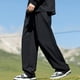 thumbnail image 5 of Pantalones de vestir holgados con pliegues para hombre, cintura elástica, mezcla de poliéster y algodón, para ocasiones formales y casuales (S-XL), 5 of 5
