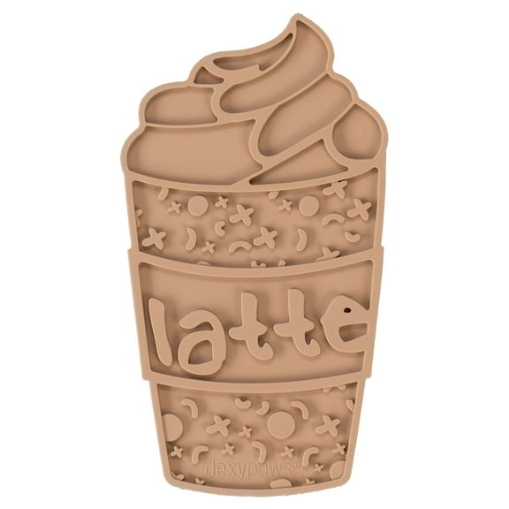 Dexypaws: Enrichment Lick Mat: Pup-accino - Grooved Silicone Dog Feeding Dish, Spread Food Or Treats Onto The Mat, Pet Soothing, Suction Back