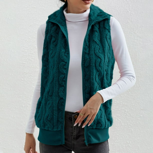 Puntoco Chaqueta Sin Mangas Con Estampado De Cuadros De Invierno Para Mujer, Cárdigan Con Parte Delantera Abierta, Abrigo De Peluche