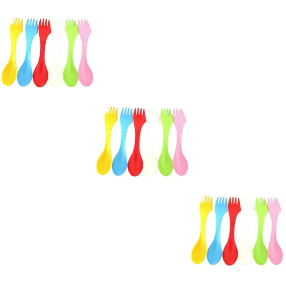 Raindrops 18 pcs  3 in 1 Flatware Set Acrylic Cutlery with Spoon and Fork (Pink White Yellow Red Green Blue)