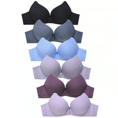 

LAVRA Women s 6-Pack Push Up Full Cup Brawith Lace Detailing Floral Lingerie Polyester-Spandex