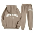 thumbnail image 6 of Aihuaihua Mens NEW YORK Tracksuit Full Set 2 Piece Tracksuit Hoodies with Sweatpants Track Jacket and Jogging Bottoms 2 Piece Outfits Coffee L, 6 of 8