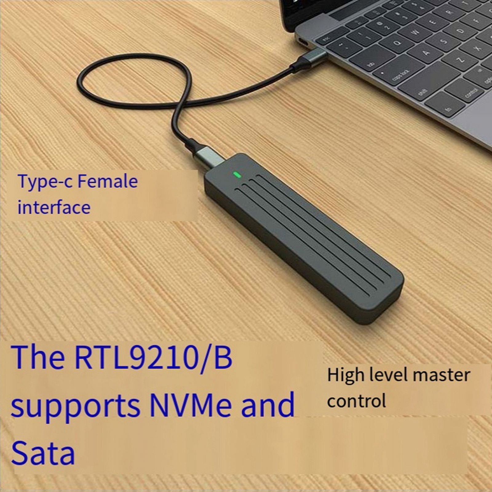 M.2 Aluminium SSD Box , Support NVMe/NGFF TYPE-C USB3.2 GEN2 Aluminum 10G Dual Agreement Black
