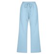 thumbnail image 6 of Lenpel Girls' Casual Pants Lightweight Elastic Waist Drawstring Wide Leg Pants Loose Summer Trousers with Pockets 8-15 Y, 6 of 7