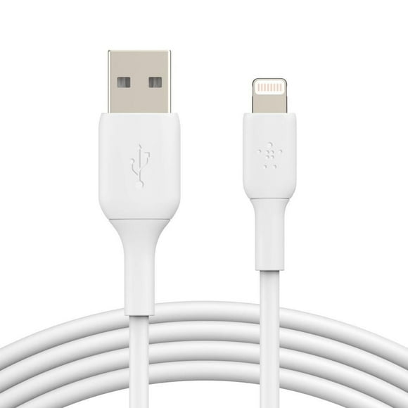 Belkin Câble BoostCharge Lightning - 9.8 Pieds/3m - Certifié MFi Apple iPhone Charger USB vers Lightning - Câble iPhone - Câble iPhone Charger - Apple Charger - Téléphone USB Charger - Blanc, Belkin 10 Pieds