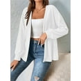 thumbnail image 6 of Womens Cardigan Sweater Long Sleeve Lightweights Open Front Curved Hem Ribbed Knit Cardigan Coat White XXL, 6 of 8