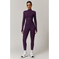 thumbnail image 4 of Top-kevin 2 Piece Seamless Ribbed Workout Sets With Zip Up Jacket High Waisted Gym Yoga Leggings, 4 of 7