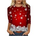 thumbnail image 1 of Camisas Navideñas Para Mujer Moda Blusa de Manga Tres Cuartos Cuello Redondo Casual Chriatmas Impreso Tops Odeerbi ODB200479, 1 of 5