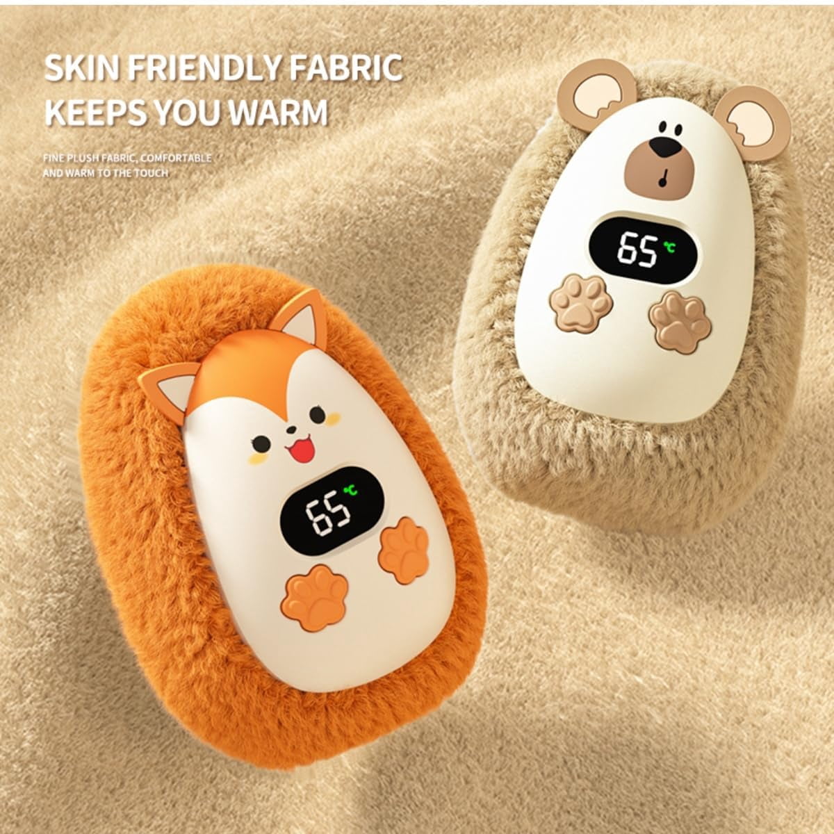 Rechargeable Plush Hand Warmers,Portable and Reusable Hand Warmer,3 Levels Heating Handwarmers,Portable Pocket Hand Warmer & Power Bank for Outdoors, Camping, Golf, Men Womens Gift