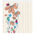thumbnail image 2 of Ambesonne Spring Shower Curtain, Flowers Oval Ladybugs Print, 69"Wx70"L, Peach Camel, 2 of 4