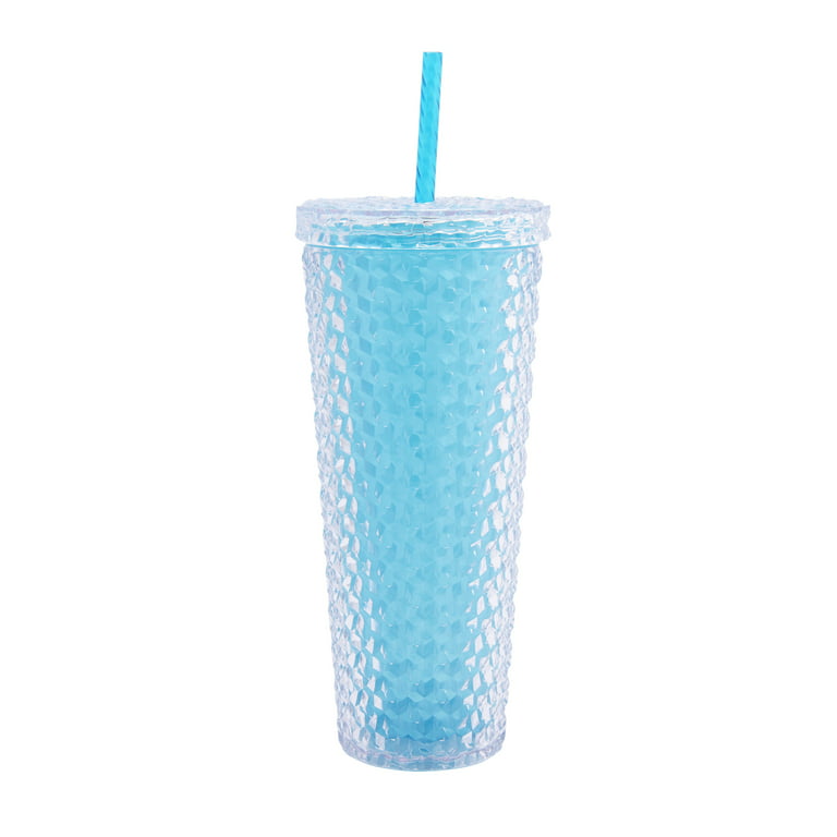 Mainstays 4-Pack 26-Ounce Color Changing Textured Tumbler with Straw, Teal, Size: One Size