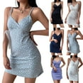 thumbnail image 4 of Women Y2K Vintage Floral Print Slim Sleeveless V-Neck Summer Sexy Mini Dress, 4 of 10
