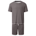 thumbnail image 7 of RUTAYY Men's Outfits Slim Fit Solid Color Round Neck Tshirts Shorts with Pocket 2 Piece Casual Everyday Wear Vacation Travel Clothing Sets, 7 of 7