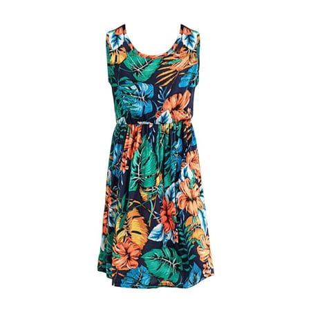 

WUDATI Summer Holiday dress Toddler Girl Sleeveless Floral Print Dress For 3 To 11 Years Fashionable Cute Soft Breathable Flexible and Skin Friendly