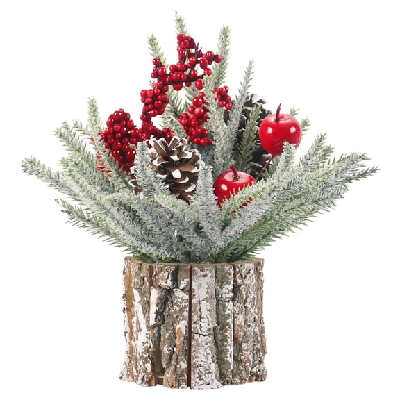 Christmas Decorations Indoor, Christmas Centerpiece Table Decorations, Small Artificial Tabletop/Desk Christmas Tree with Xmas Ornaments Pinecone Berry for Home Farmhouse  Décor (35*10cm)
