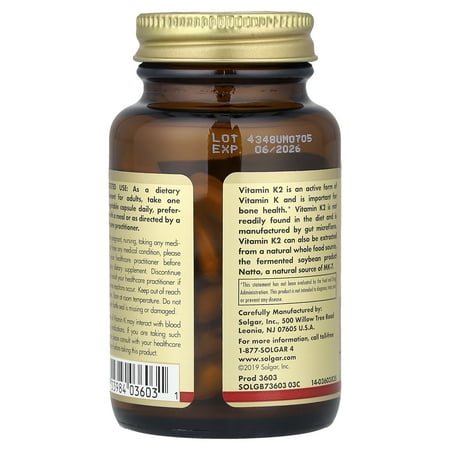 ソルガー ビタミンK2 50ベジカプセル 【Solgar】Natural Vitamin K2 Vegetable Capsules 50 vege cap