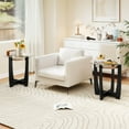 thumbnail image 4 of Costway 2 PCS 24" Round Side Table Glass End Table with Tempered Glass Top Cross Black, 4 of 10