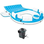 Vonluxe Zone Inflatable Island Pool Lake Raft Float Lounger wAC Electric Air Pump