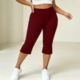 thumbnail image 5 of Noric Women's Plus Size Bow Tie Cuff Capri Leggings High Waist Stretchy Yoga Pants Side Split Casual Workout Cropped Tights, 5 of 9
