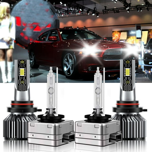 VEHIFOMO Compatible for Dodge Charger 2011-2014 4X 9005 D3S LED HID Headlight Bulb Kit 6500K White