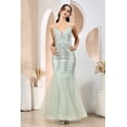 thumbnail image 4 of Women's Adora Design 3183 Spaghetti Strap Fitted Bodycon Long Formal Prom 2026 Gown Champagne Goldish Beige Size XS, 4 of 5