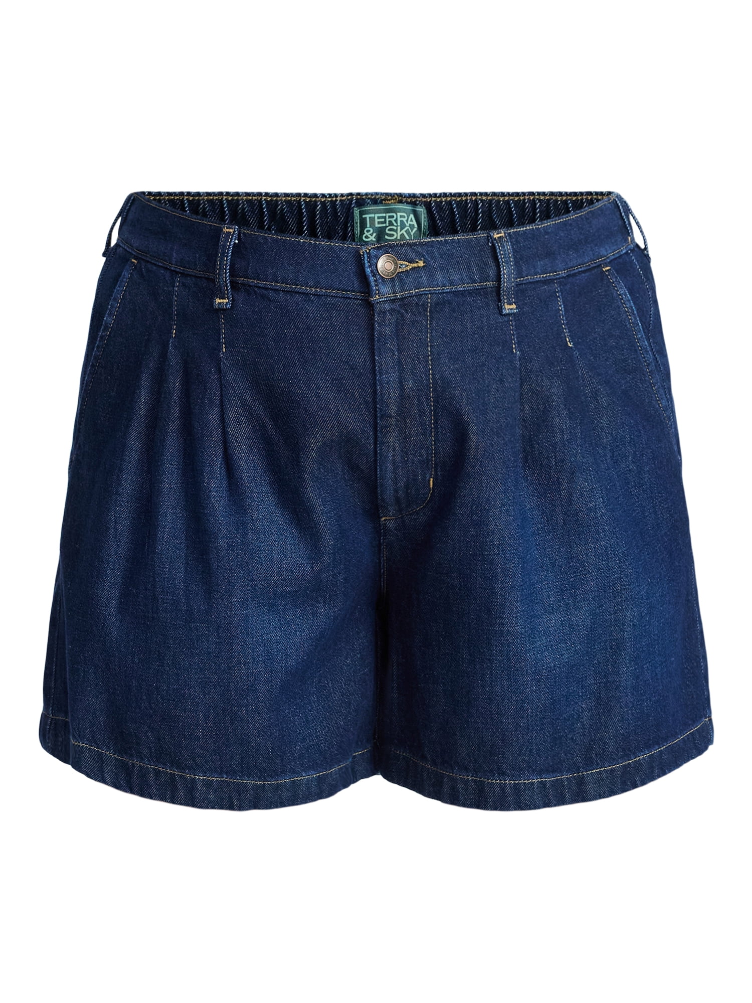 Terra & Sky Women's Plus Drapey Denim Shorts