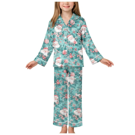 Gubotare Christmas Pajamas for Boys Pajama Sets Long Sleeve Pattern Print Soft Comfy Sleepwear 2 Piece PJS Size 7-8 (Light Green,7-8 Years)