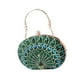 thumbnail image 5 of Bolso de mano con estampado de pavo real, bolso de noche de moda para banquetes, compras, graduación, verano Verde, 5 of 9
