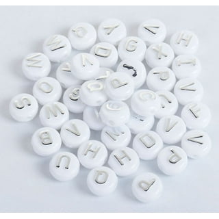 1,000 Acrylic Letter Beads Pink with White Letters 7mm or 1/4 inch with 1.4mm Hole