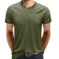 thumbnail image 2 of Mens Shirts Summer Clearance Men Short Sleeve Casual Fashion Round Neck Pullover Buttons T Shirt Blouse, 2 of 5