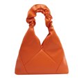 thumbnail image 1 of Nuevo bolso de hombro de PU portátil para mujer con diseño de nicho francés plisado en forma de nube rómbica color naranja, 1 of 5