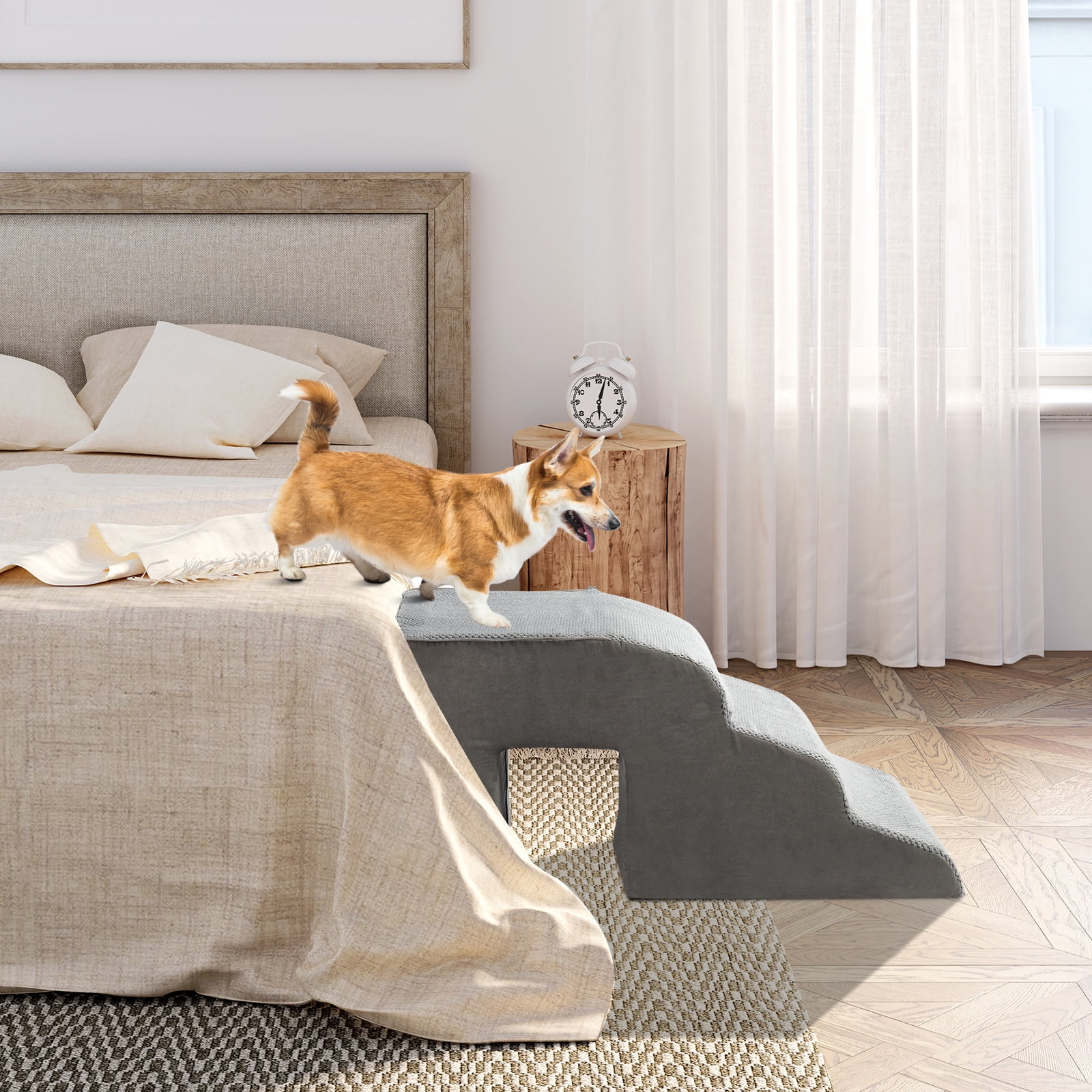 5 Step Pet Stairs for Dog Cat, Grey