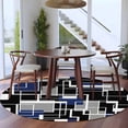 thumbnail image 3 of Round Rugs 5 Ft, Navy Blue Black Geometric Non Slip Area Rugs for Kitchen Bedroom Entryway, Modern Color Block Abstract Washable Carpet Runner Rug Floor Mats for Bedroom Home Decor, 3 of 8