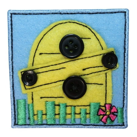 Bee Craft - ID 1720B Bee Hive Badge Patch Felt Button Craft Embroidered Iron On Applique