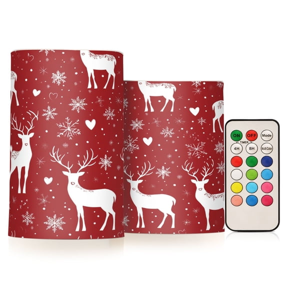 BZSMCE Flameless Candles LED Lights Snowflake and Cute Reindeer Pattern Creativity Battery Candles