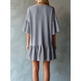 thumbnail image 4 of Women'S Summer Casual Dress, V-Neck Ruffle Sleeve Tiered for Mini Dress, Soft Comfy Fabric Gray L, 4 of 7
