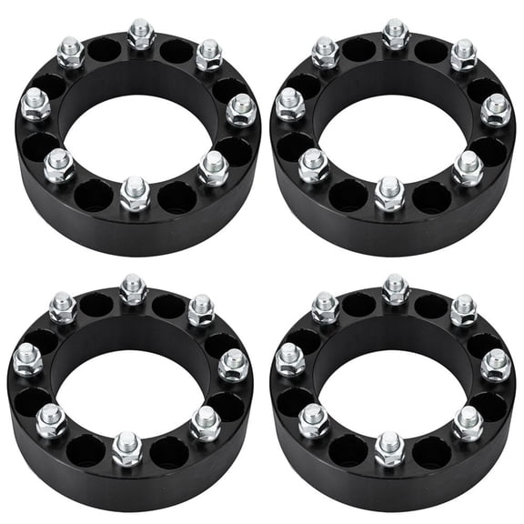 2" 8x6.5 Wheel Spacers 8 Lug - Aluminum Silver, 130mm Bore, 9/16" Studs - For Dodge Ram 2500/3500 & Ford F-250 - Hub Centric Adapters (2pcs)