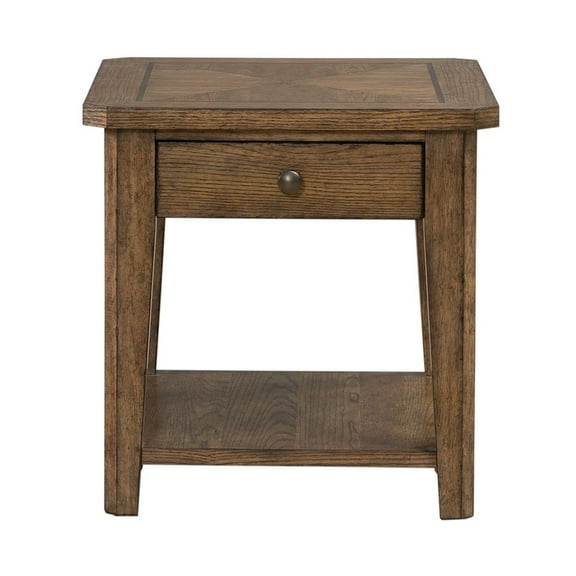 Liberty Furniture Carolina Park End Table for Living Room - Amber Brown Oak