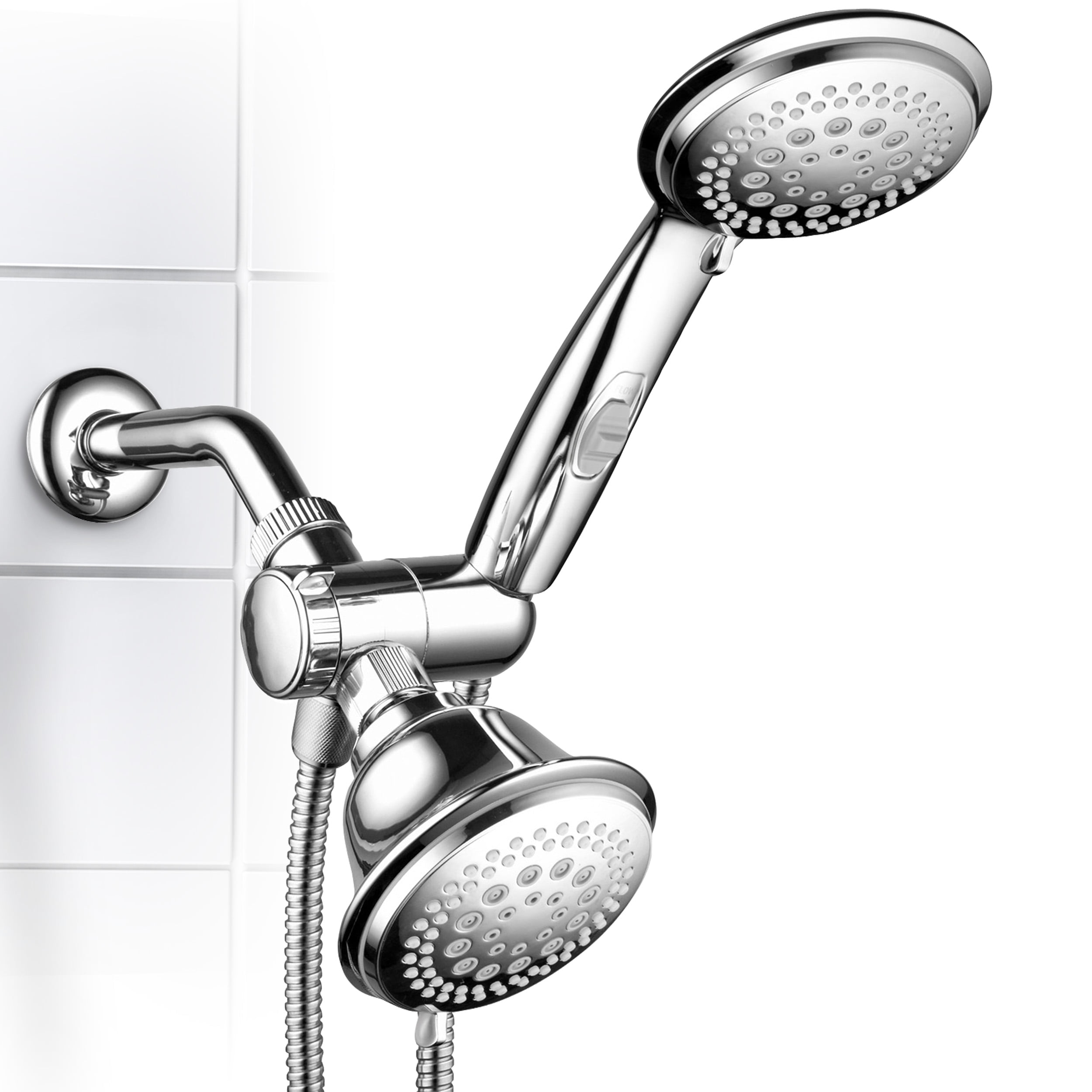 Chrome Hotel Spa High-Pressure 7-Setting Handheld Shower Head with 4-inch Face 