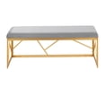thumbnail image 4 of LumiSource Gold Steel, Grey Velvet Folia Metal Bench, 4 of 7