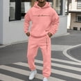 thumbnail image 2 of ibiyuan Mens 2 Piece Casual Outfits Long Sleeve Autumn Winter Casual Outfits Long Sleeve Hooded Sweatshirt and Jogger Pants Sweatsuit Set Tracksuits Set,Watermelon Red, 2 of 5