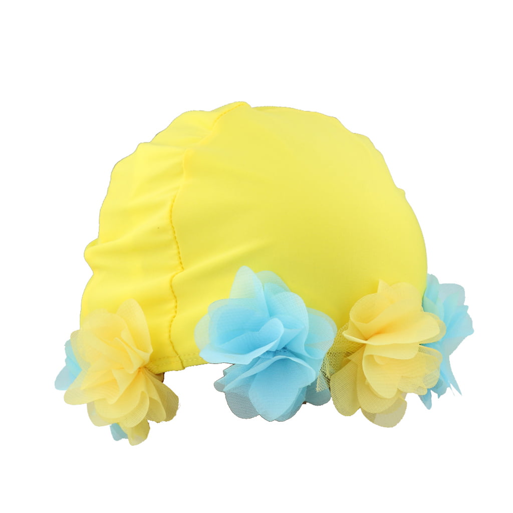 Kids Childrens Childs 0-6 Years Flower Soft Fabric Cute Swimming Hat Swim Cap 