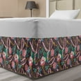 thumbnail image 1 of Floral Bed Skirt, Print of Blooming Fashion Belt with Chains and Flowers Leaves Bouquets, Elastic Bedskirt Dust Ruffle Wrap Around for Bedding Decor, 4 Sizes, Teal Mauve Taupe Orange, by Ambesonne, 1 of 2